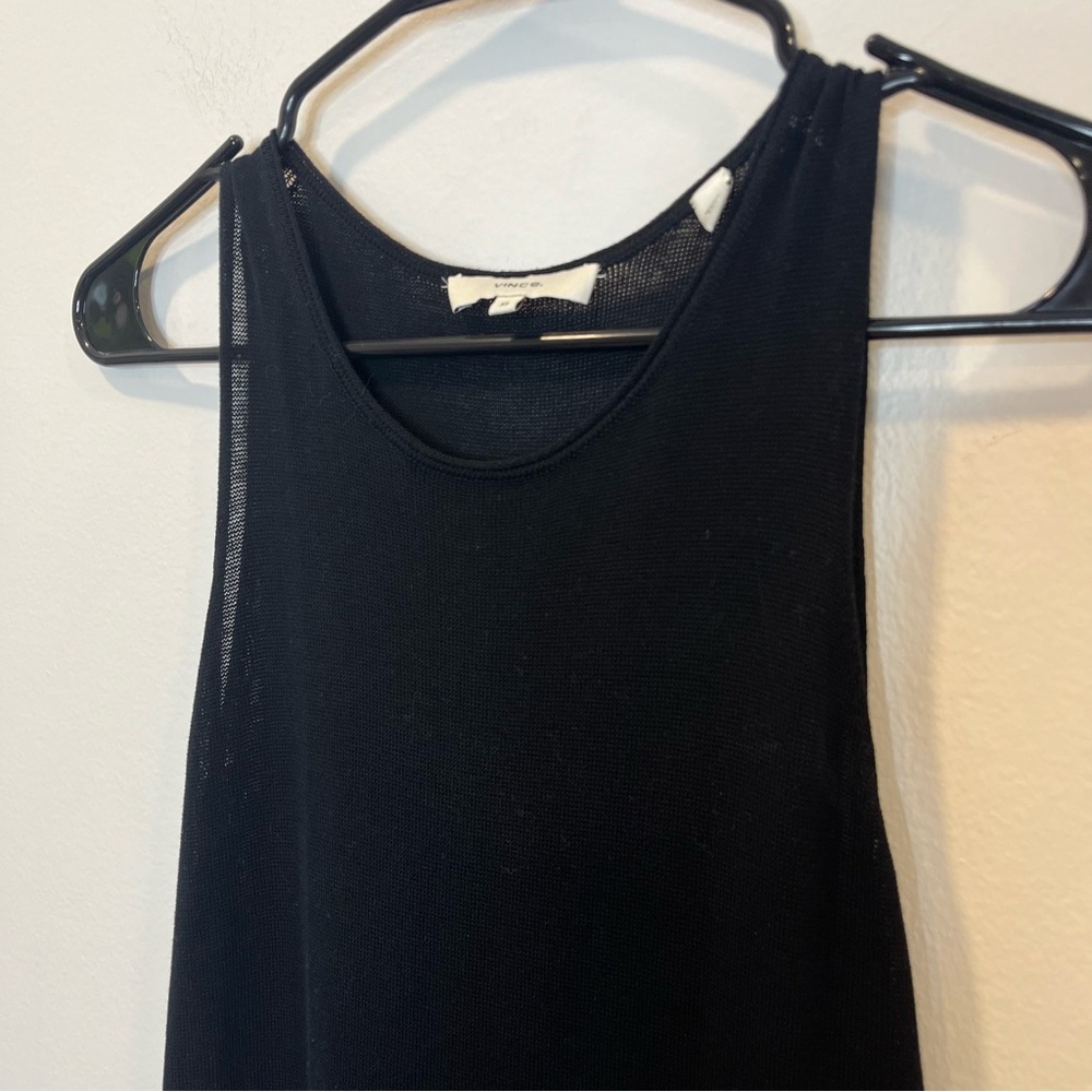 Vince tiered midi black knit cotton dress - size XS - Picture 3 of 8